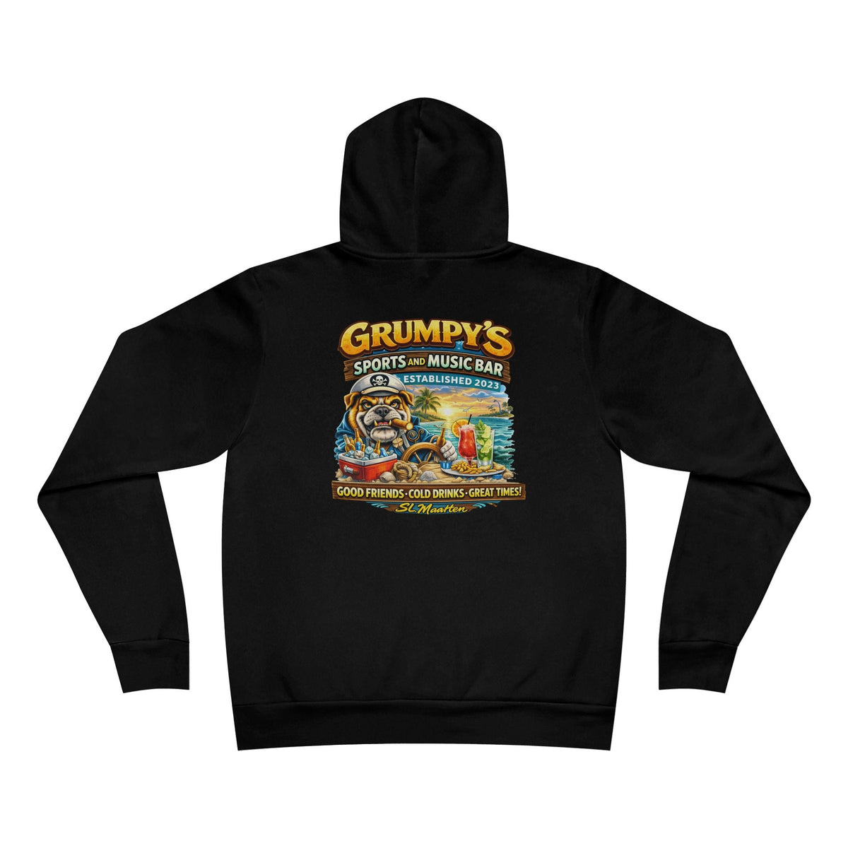 Navy Grumpy's Sports & Music Bar Pullover Hoodie, hoodie product image 7, size S.