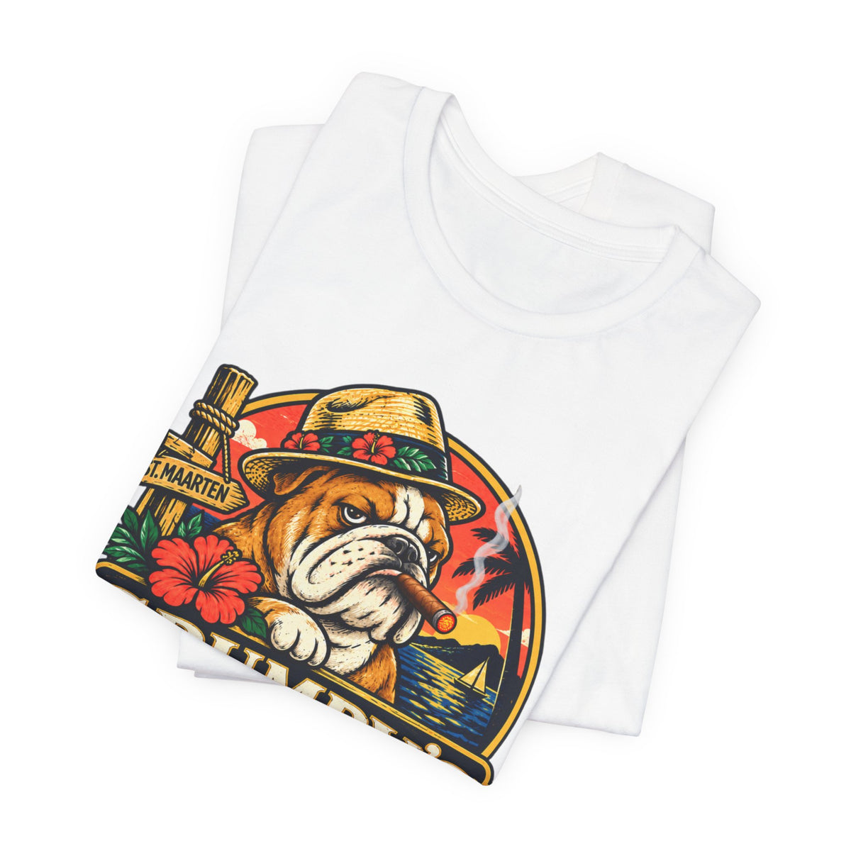 Grumpy’s Sports Bar St. Maarten T‑Shirt — Tropical Bulldog Bar Tee