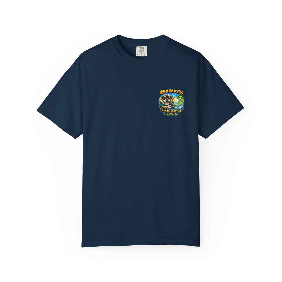 Black Grumpy's Fishing Charters Tee – "Hooked & Hammered", t-shirt product image 7, size M.