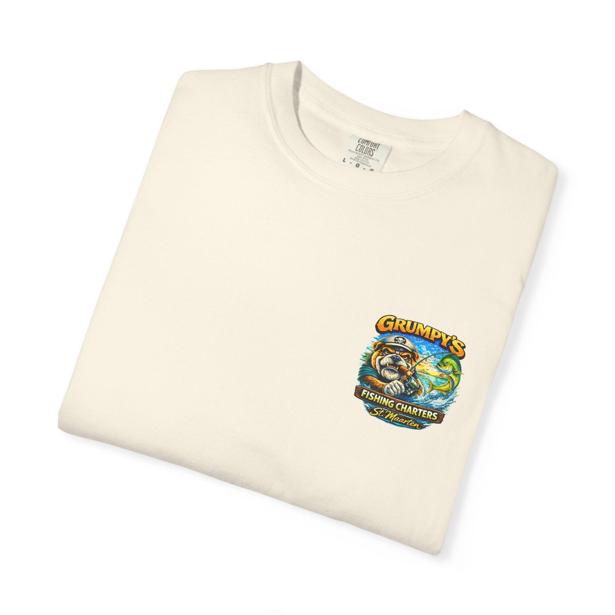 True Navy Grumpy's Fishing Charters Tee – "Hooked & Hammered", t-shirt product image 13, size M.