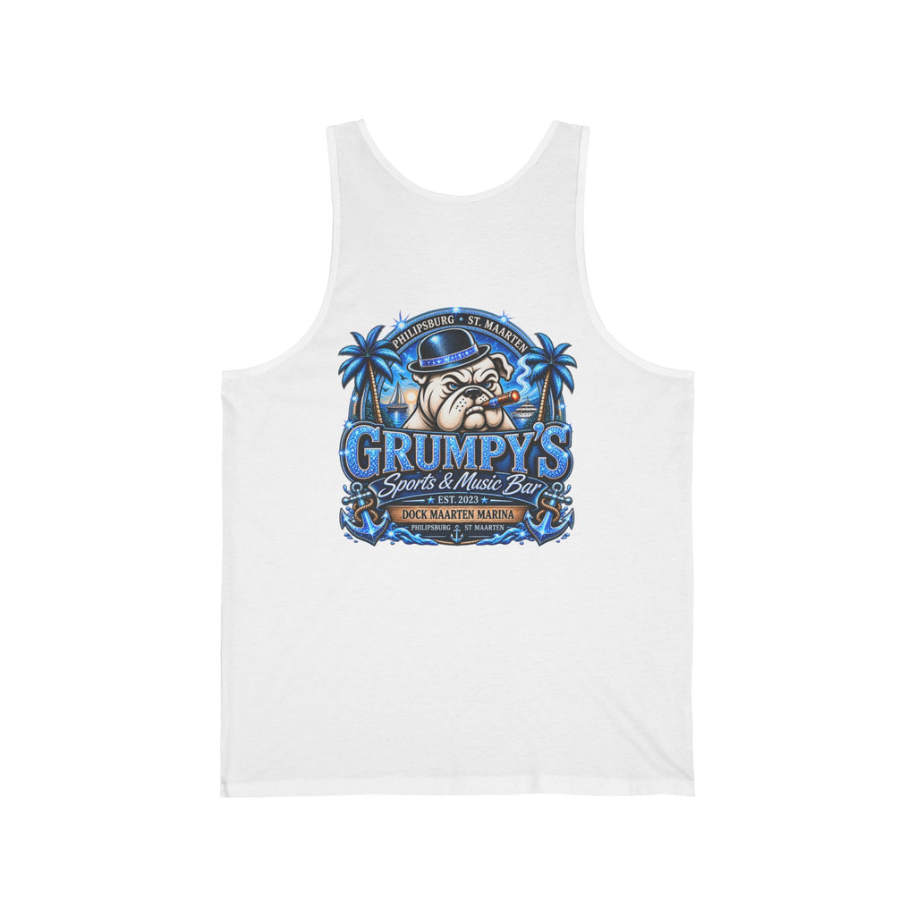 Grumpy’s Tropical Bulldog Unisex Tank Top | St. Maarten