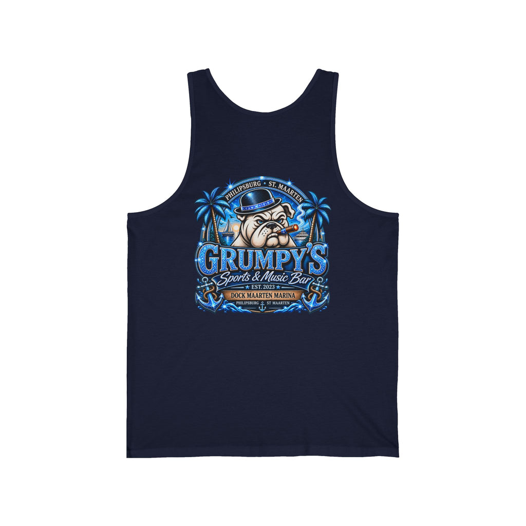 Grumpy’s Tropical Bulldog Unisex Tank Top | St. Maarten