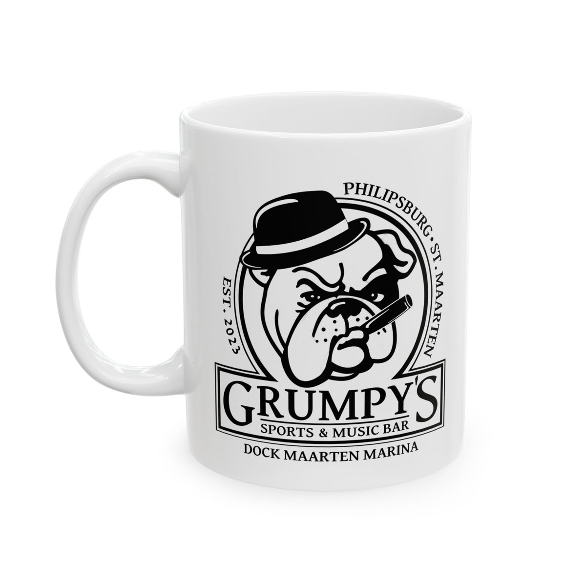 Grumpy's Dockside Coffee Mug — Retro Fisherman Logo Ceramic Mug (11oz & 15oz)