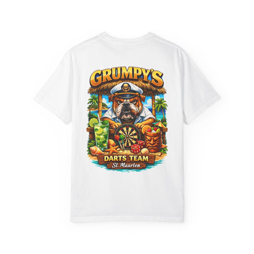 Black Grumpy's Darts Team T-Shirt – Tropical Bulldog Tee, t-shirt product image 1, size S.