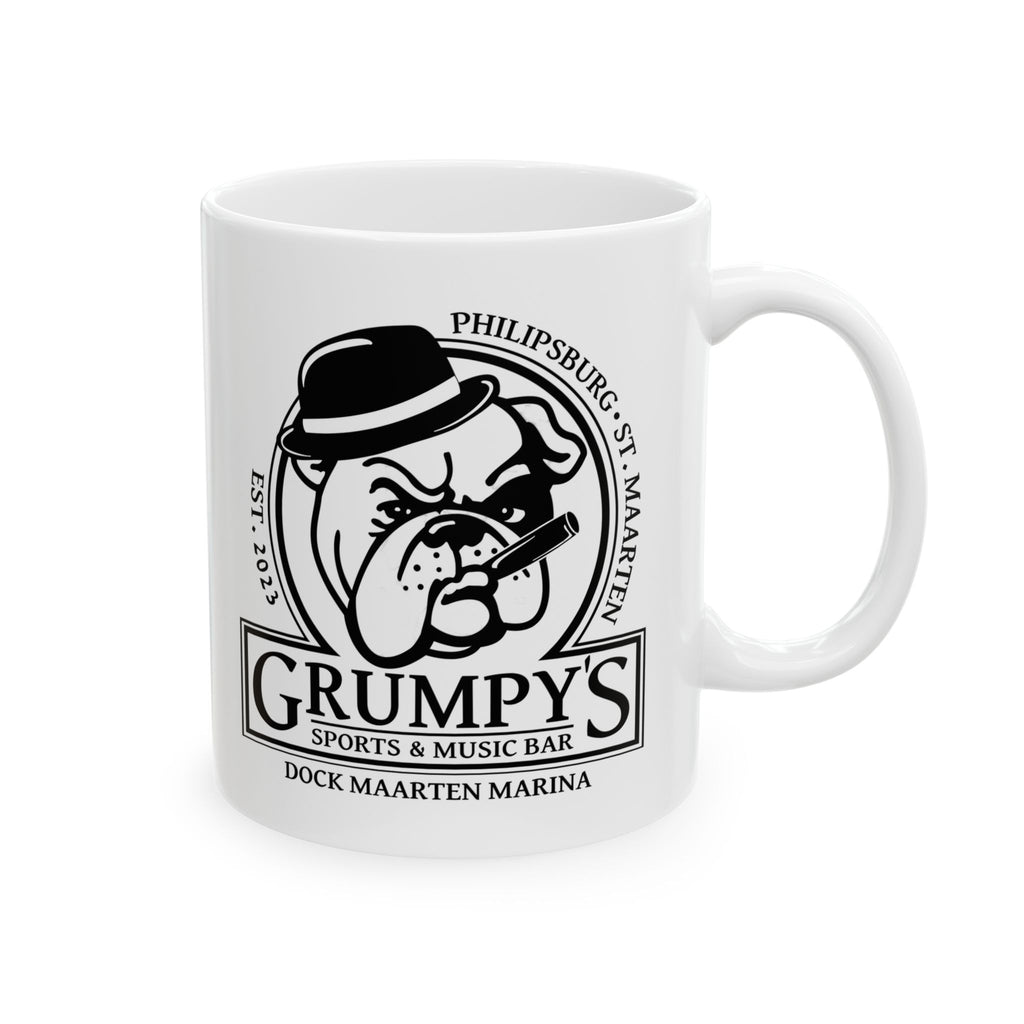 Grumpy's Dockside Coffee Mug — Retro Fisherman Logo Ceramic Mug (11oz & 15oz)