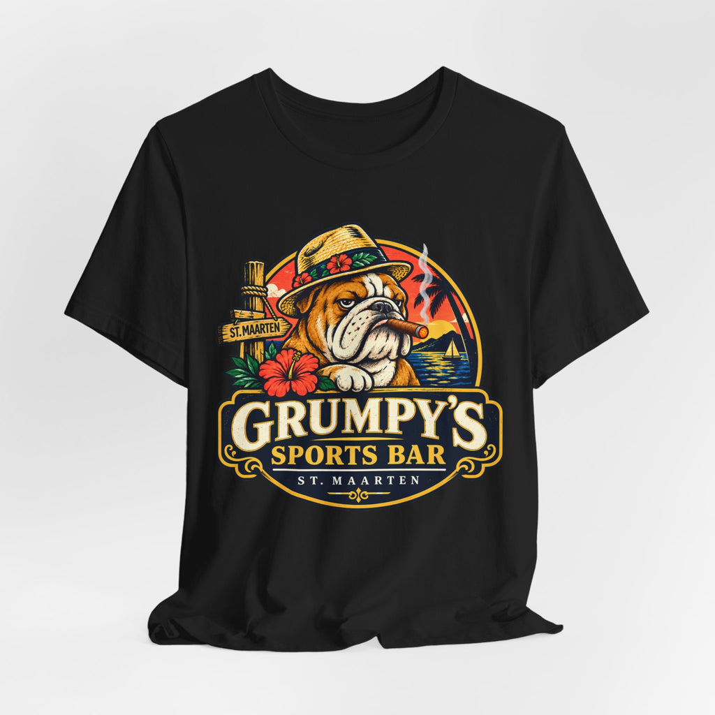 Grumpy’s Sports Bar St. Maarten T‑Shirt — Tropical Bulldog Bar Tee