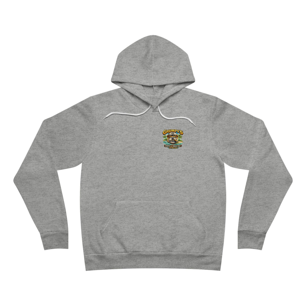 White Grumpy's Sports & Music Bar Pullover Hoodie, hoodie product image 4, size XS.