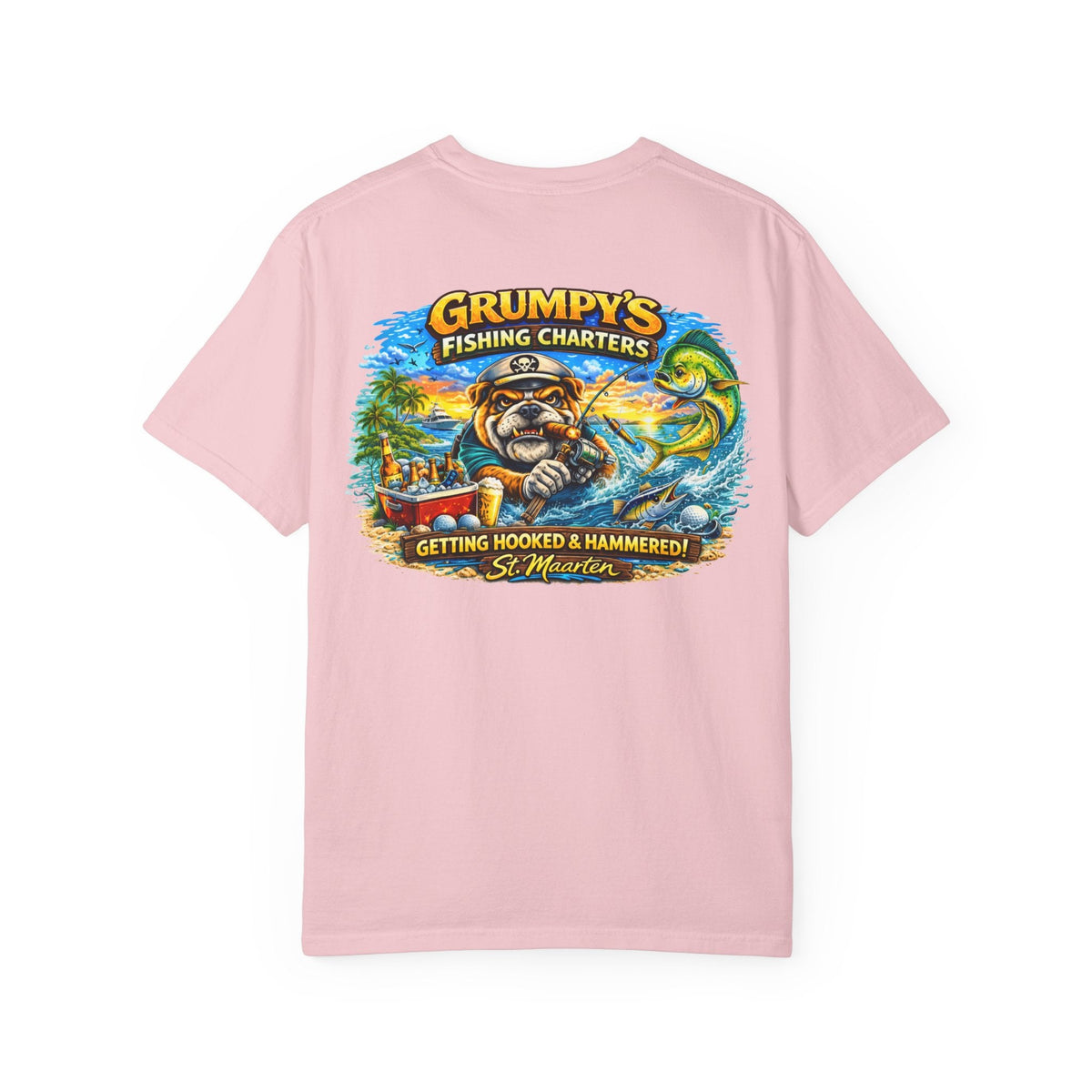 Blossom Grumpy's Fishing Charters Tee – "Hooked & Hammered", t-shirt product image 24, size XL.