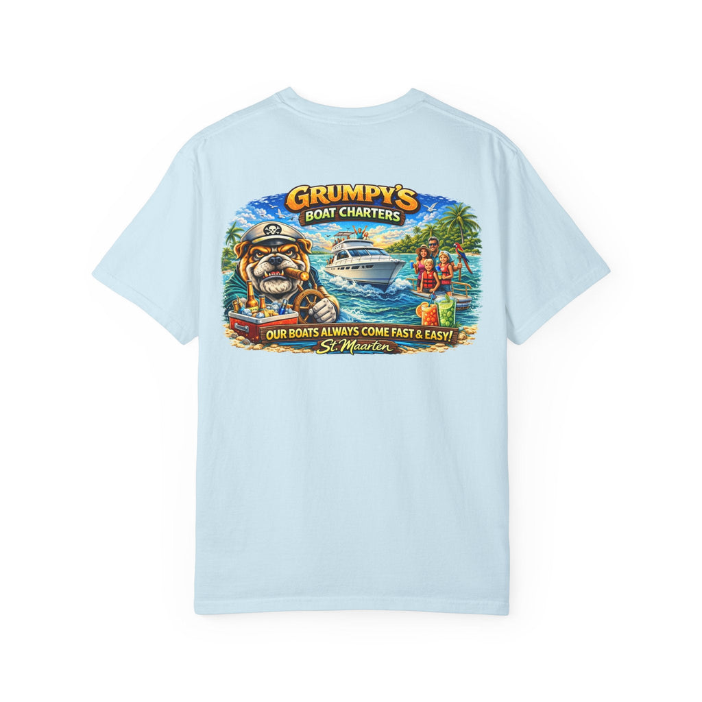 White Grumpy's Boat Charters T-Shirt – St. Maarten Tee, t-shirt product image 8, size M.