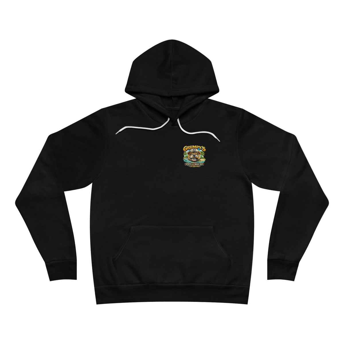 Navy Grumpy's Sports & Music Bar Pullover Hoodie, hoodie product image 3, size XS.