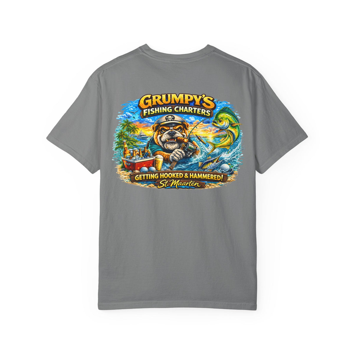 Berry Grumpy's Fishing Charters Tee – "Hooked & Hammered", t-shirt product image 16, size L.