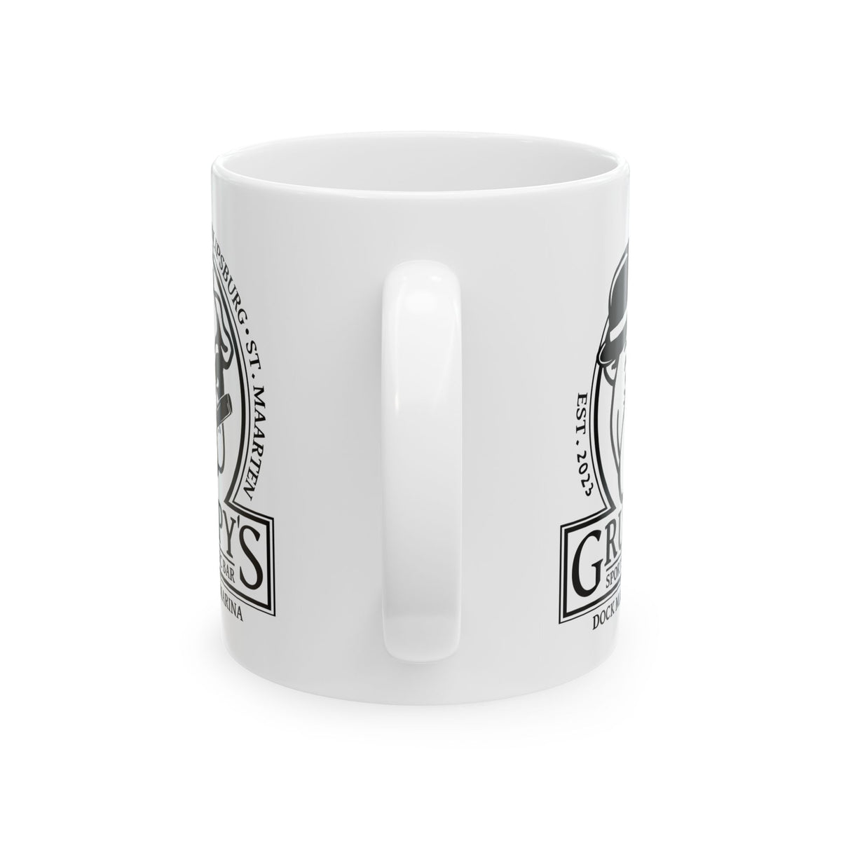 Grumpy's Dockside Coffee Mug — Retro Fisherman Logo Ceramic Mug (11oz & 15oz)